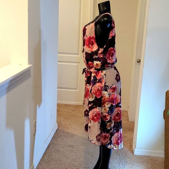 MIIE GABRIELLE MULTI-COLOR FLORAL PRINT DESIGN ROUNDNECK LINE SLEEVELESS DRESS - Picture 8 of 16